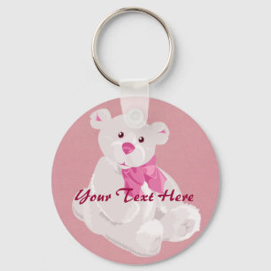 Schlüsselanhänger aus rosa und weißem Bären