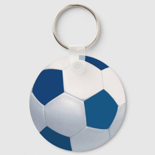 Schlüsselanhänger "Blue and White Soccer Ball"