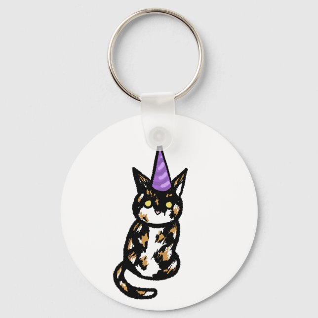Schlüsselanhänger Calico-Katze-Feier (Vorderseite)