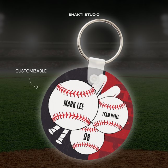 Schlüsselanhänger der Black and Red Baseball-Sport (Von Creator hochgeladen)