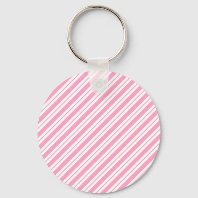 Schlüsselanhänger der rosa und weißen Diagonalstre (Vorderseite)