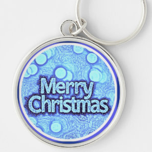 Schlüsselanhänger, Frohe Weihnachten Blau stilvoll Schlüsselanhänger