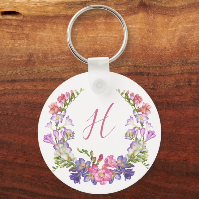 Schlüsselanhänger für den ersten Buchstaben Floral (Vorderseite)