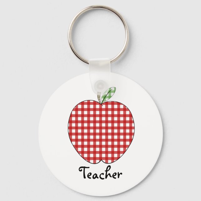 Schlüsselanhänger für Lehrer - Red Gingham Apple (Vorderseite)