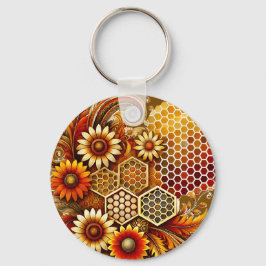 Schlüsselanhänger für Sonnenblumen und Wabendesign