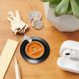 Schlüsselanhänger für Vinyl-Schallplatten mit Name