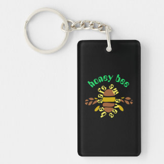 Schlüsselanhänger Honey bee Acryl - schwarzes Rech