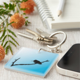 Schlüsselanhänger - Hummingbird und Branch-Silhoue