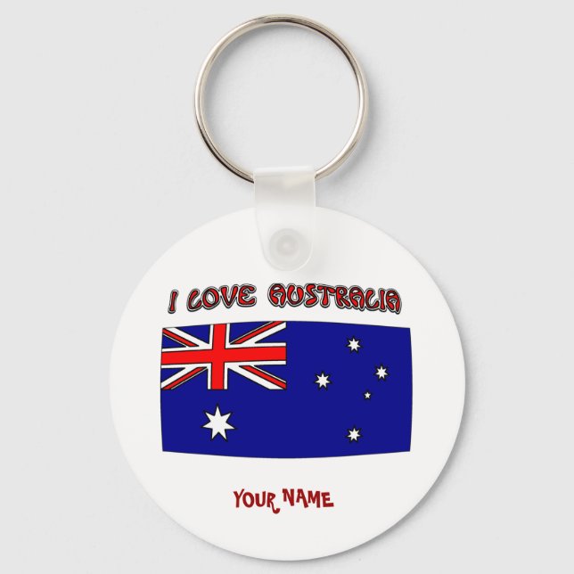 Schlüsselanhänger I Liebe Australien Fahne deinen  (Vorderseite)