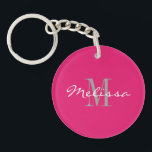 Schlüsselanhänger Initial Monogramm Name Pink<br><div class="desc">Erstellen Sie mit dem Text Initial, Monogramm und Name Ihr eigenes Benutzerdefiniertes Element. Wählen Sie bei Bedarf Ihre eigene Hintergrundfarbe. Verfügbare Matching-Elemente</div>