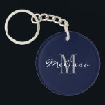 Schlüsselanhänger Intial Monogram Name Navy Blau<br><div class="desc">Erstellen Sie mit dem Text Initial, Monogramm und Name Ihr eigenes Benutzerdefiniertes Element. Wählen Sie bei Bedarf Ihre eigene Hintergrundfarbe. Verfügbare Matching-Elemente</div>