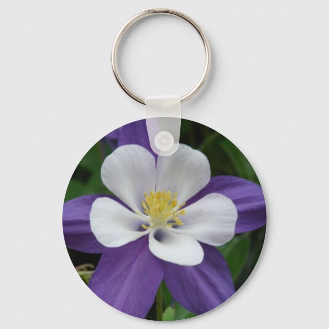 Schlüsselanhänger Lila und weiße Blume (Vorderseite)