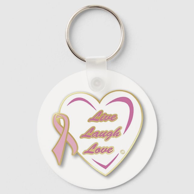 Schlüsselanhänger Live Lagh Liebe Rosa Band Button (Vorderseite)