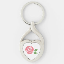 Schlüsselanhänger-Metall-Drehherz WW-Rose Schlüsselanhänger