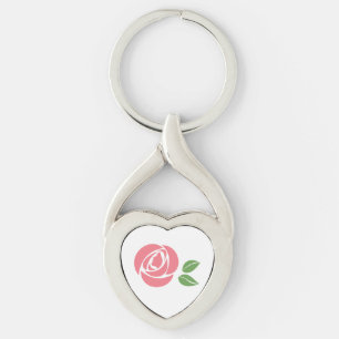 Schlüsselanhänger-Metall-Drehherz WW-Rose Schlüsselanhänger