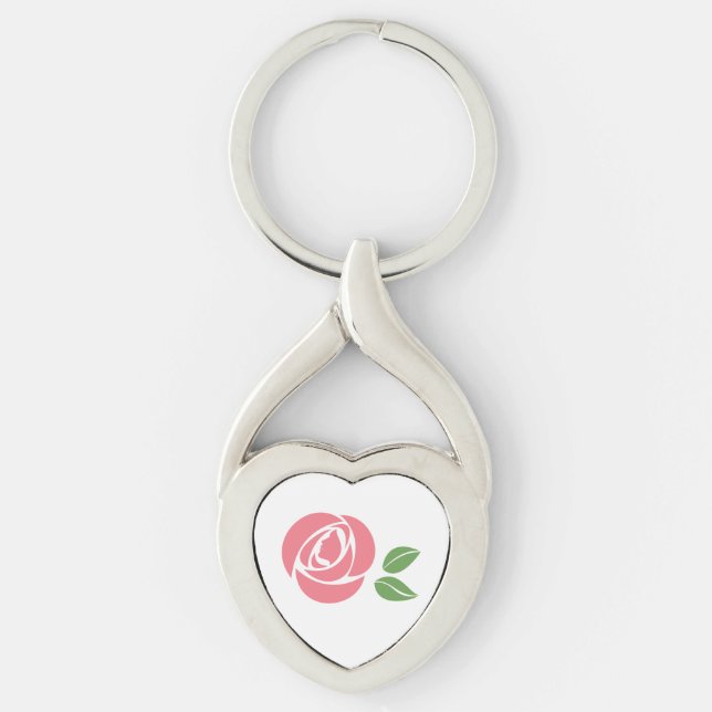 Schlüsselanhänger-Metall-Drehherz WW-Rose Schlüsselanhänger (Vorderseite)