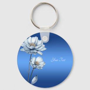 Schlüsselanhänger mit blauen Aquarellblumen