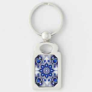 Schlüsselanhänger mit blauweißem Farbdesign
