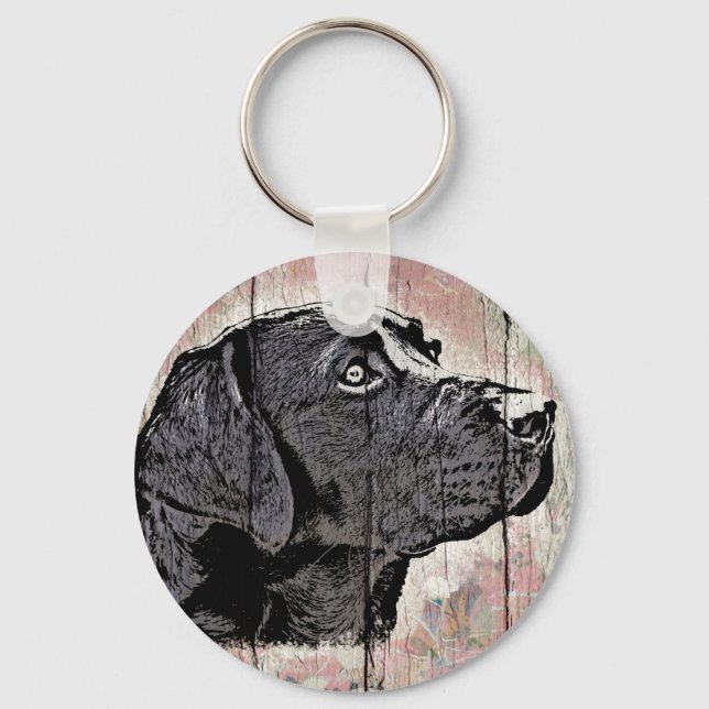 Schlüsselanhänger Pastel Wood Labrador Head (Vorderseite)