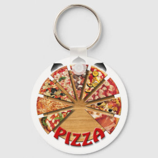 Schlüsselanhänger Pizza auf dem Schneidebrett