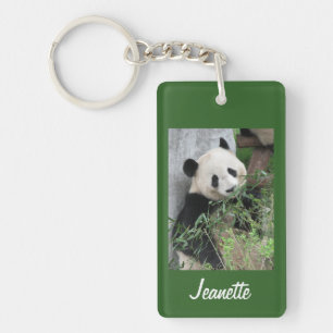 Schlüsselanhänger, Rechteckige Panda im Hintergrun Schlüsselanhänger
