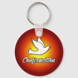 Schlüsselanhänger, Religious Dove on Red, Bestätig Schlüsselanhänger