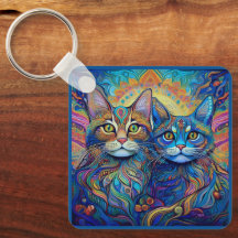 SCHLÜSSELANHÄNGER - Retro Psychedelic Cats