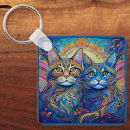 SCHLÜSSELANHÄNGER - Retro Psychedelic Cats
