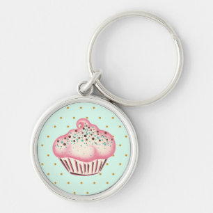 Schlüsselanhänger rosa Minz-Schokoladen-Cupcake