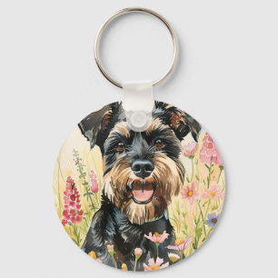 Schlüsselanhänger – Schnauzer Wasserfarben-Hundean