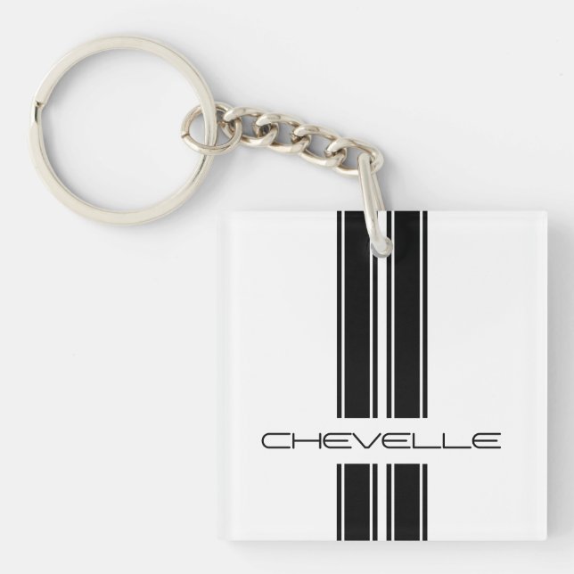 Schlüsselanhänger - Streifen Chevelle - Weiß (Vorderseite)