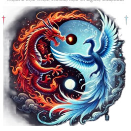 Schlüsselanhänger - Tanz des Drachen und Phönix