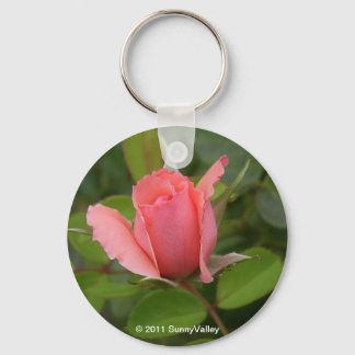 Schlüsselanhänger: Wertvolle rosa Rosenknospe Schlüsselanhänger