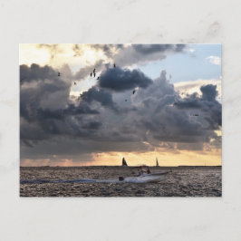 Schlüsselfischen im Westen bei Sonnenuntergang Postkarte
