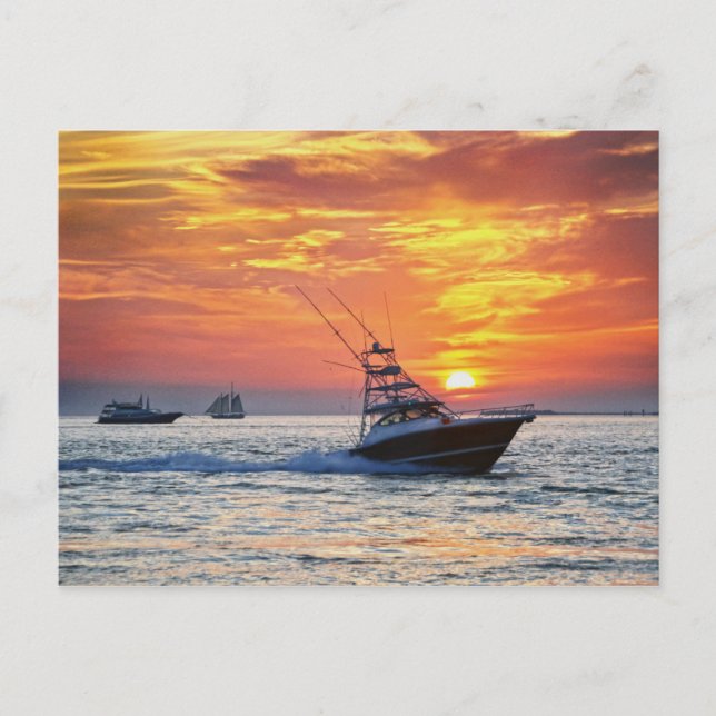 Schlüsselfischen im Westen bei Sonnenuntergang Postkarte (Vorderseite)