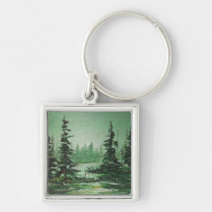Schlüsselkette Ann Hayes Painting Green Forest Schlüsselanhänger