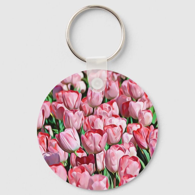 Schlüsselkette für hübsche Rosa Tulips Schlüsselanhänger (Vorderseite)