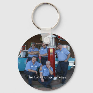 Schlüsselkette mit Gas-Pumpen-Jockey-Foto Schlüsselanhänger