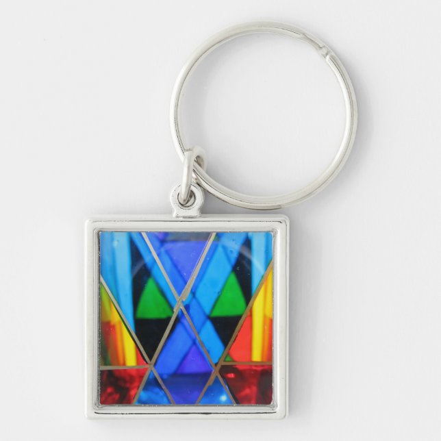 Schlüsselkette--Murano blauer Glasdiamant Schlüsselanhänger (Vorne)