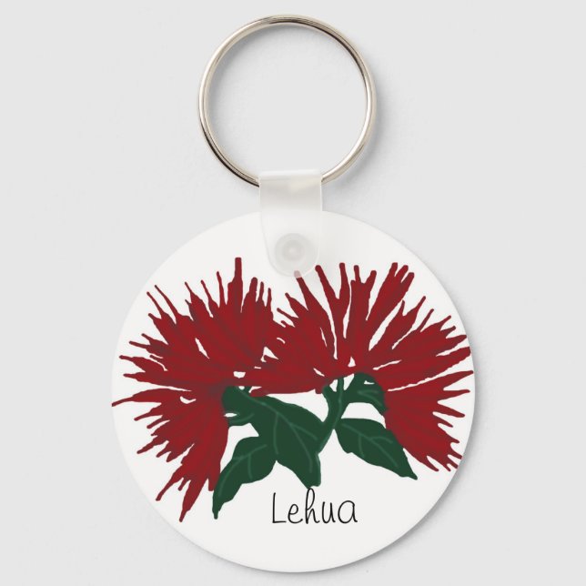 Schlüsselkette Red Lehua Blume Schlüsselanhänger (Vorderseite)