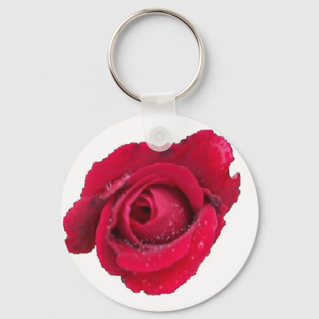 Schlüsselkette Schöne Rote Rose Schlüsselanhänger (Vorderseite)