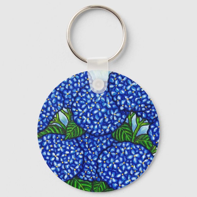 Schlüsselkette von Funky Floral Hydrangea Schlüsselanhänger (Vorderseite)