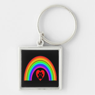 Schlüsselkettenherz mit Paw unter einem Regenbogen Schlüsselanhänger