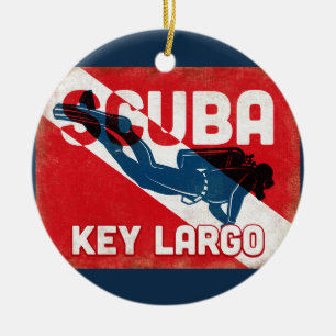 Schlüssellargo-Sporttaucher - blaues Retro Keramik Ornament
