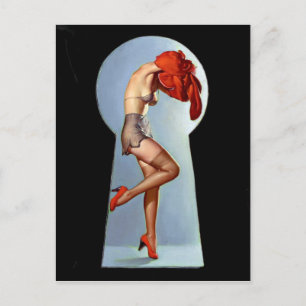 Schlüsselloch Pin Up Postkarte