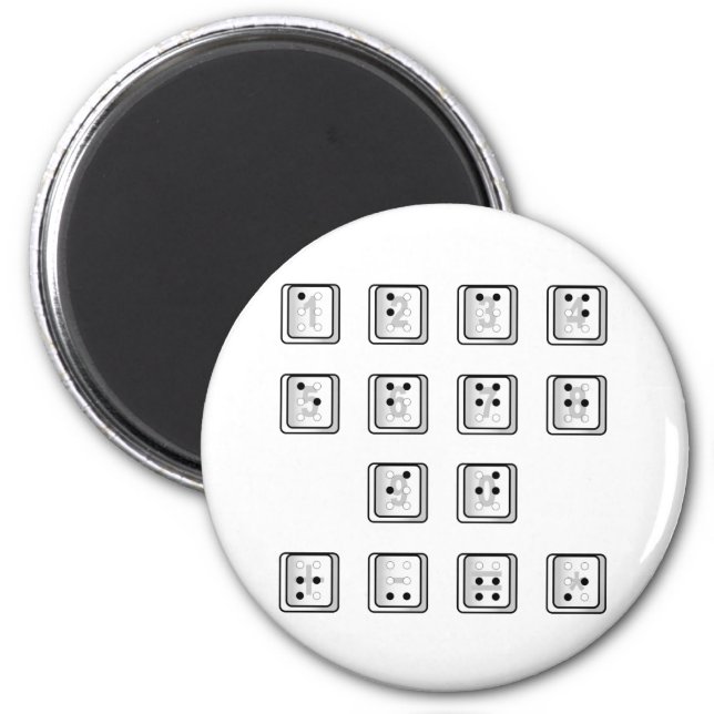 Schlüsselnummern für Braille-Computer Magnet (Vorne)