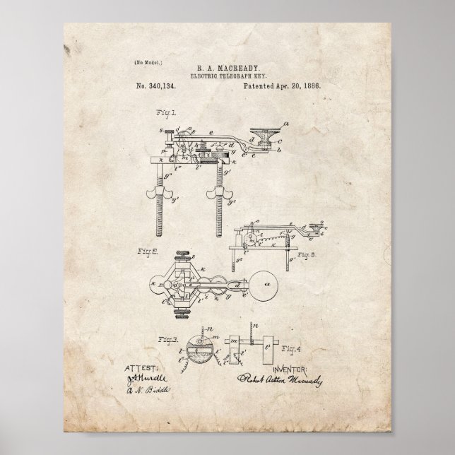 Schlüsselpatent für den elektrischen Telegrafen -  Poster (Vorne)