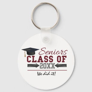 Schlüsselring für Maroon und Gray Typografy Abschl Schlüsselanhänger