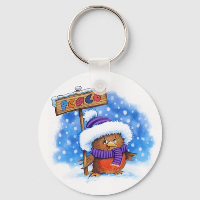 Schlüsselring Weihnachts-Robin Schlüsselanhänger (Vorderseite)