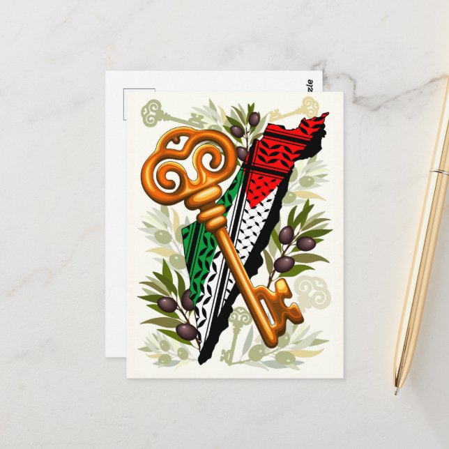 Schlüsselzeichen des Rückkehrrechts Palästinas Postkarte (Vorderseite/Rückseite Beispiel)